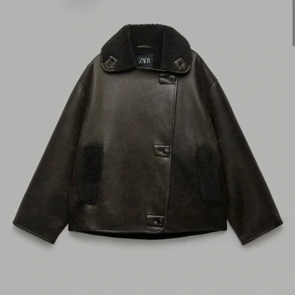 Zara Dark Brown Bomber Jacket - Picture 4 of 5